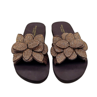Sandales à fleurs en strass pour femmes, antidérapantes, pour l'été, avec logo personnalisé, vente en gros, usine