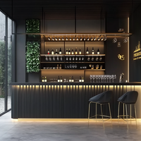 Comptoir de bar moderne en bois massif noir pour bar à domicile, salon, hôtel et restaurant - Facile à nettoyer et écologique