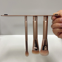 Ensemble de pinceaux de maquillage de luxe 4 pièces avec logo personnalisé, pinceaux de maquillage professionnels de voyage avec boîte personnalisée