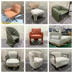 Factory Direct Modern Round Fixed Base Accent <strong>Chair</strong> Leather Upholstered Lounge <strong>Chair</strong> with Cushion FF&amp;E Projects Hotel Suite Use - Product Image 3