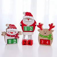 Decorações de madeira para natal, boneco de neve, calendário, decoração de natal para crianças, presente para mesa doméstica