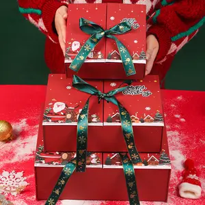 도매 포장 들러리 제안 흰색 재활용 종이 선물 상자 리본과 크리스마스 종이 상자