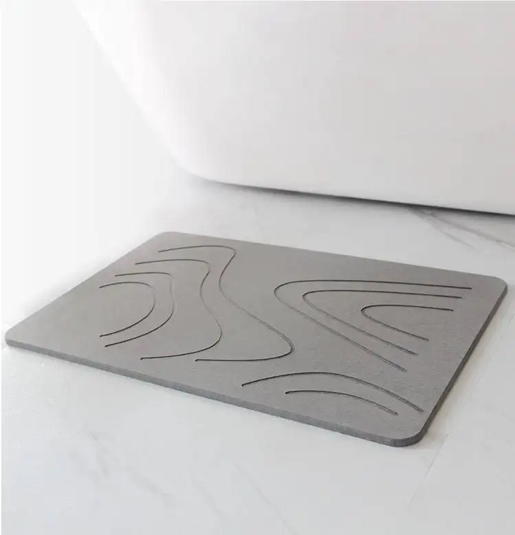 Tapis de bain en terre de diatomées tapis de bain en pierre absorbant antidérapant à séchage rapide pour salle de bain douche sol tapis gris