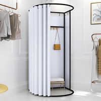 Cabine d'essayage mobile simple et détachable, idéale pour les magasins de vêtements, avec rideau de porte pour cabine d'essayage