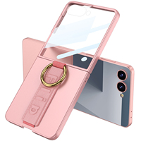 Estuche ultrafino impermeable a prueba de golpes para PC para Z Flip 5/6 con soporte de tira y soporte de pulsera de anillo de dedo
