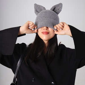 Unisex mùa thu mùa đông dễ thương Beanie <span class=keywords><strong>Hat</strong></span> với Fox thỏ tai dày mặt-hiển thị thiết kế phổ biến vải - Product Image 2