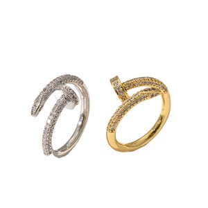 Nieuwe Mode Europese En Amerikaanse Hiphop <span class=keywords><strong>Punk</strong></span> Gebogen <span class=keywords><strong>Nail</strong></span> Design Zirkoon Vergulde <span class=keywords><strong>Ring</strong></span> Voor Zowel Mannen Als Vrouwen - Product Image 6