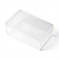 Terrarium en acrylique pour reptiles avec couvercle coulissant ventilé, habitat transparent en acrylique pour lézards, geckos, petits invertébrés