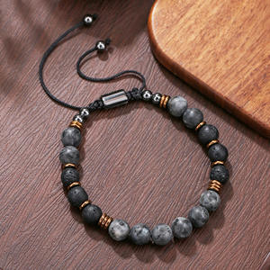 Kalung manik-manik batu alami 10mm untuk pria, Kalung Lava dengan perhiasan buatan tangan Labradorite mata harimau - Product Image 6