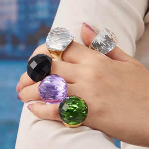 Anillo de Piedra Natural de Circonio Grande, Colorido e Impermeable, Anillo Brillante y Lujoso para Mujeres y Hombres, para Fiestas y Bodas - Product Image 2