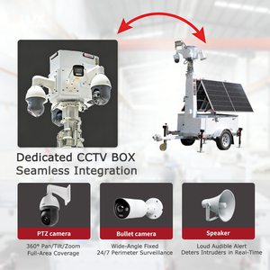 Tour de surveillance mobile de remorque <span class=keywords><strong>solaire</strong></span> Cctv 4G WIFI caméras 4g carte Sim 360 degrés pour la surveillance de ranch de ferme de sécurité hors réseau - Product Image 3