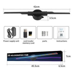 トップセールスストアショップバーカジノ42cm224ライト3Dホログラム広告ファンホログラフィックディスプレイエアファンビデオプロジェクター - Product Image 4