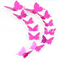 12 autocollants muraux 3D en PVC écologique effet miroir papillon pour centres commerciaux, mariages, maternelles et décoration intérieure