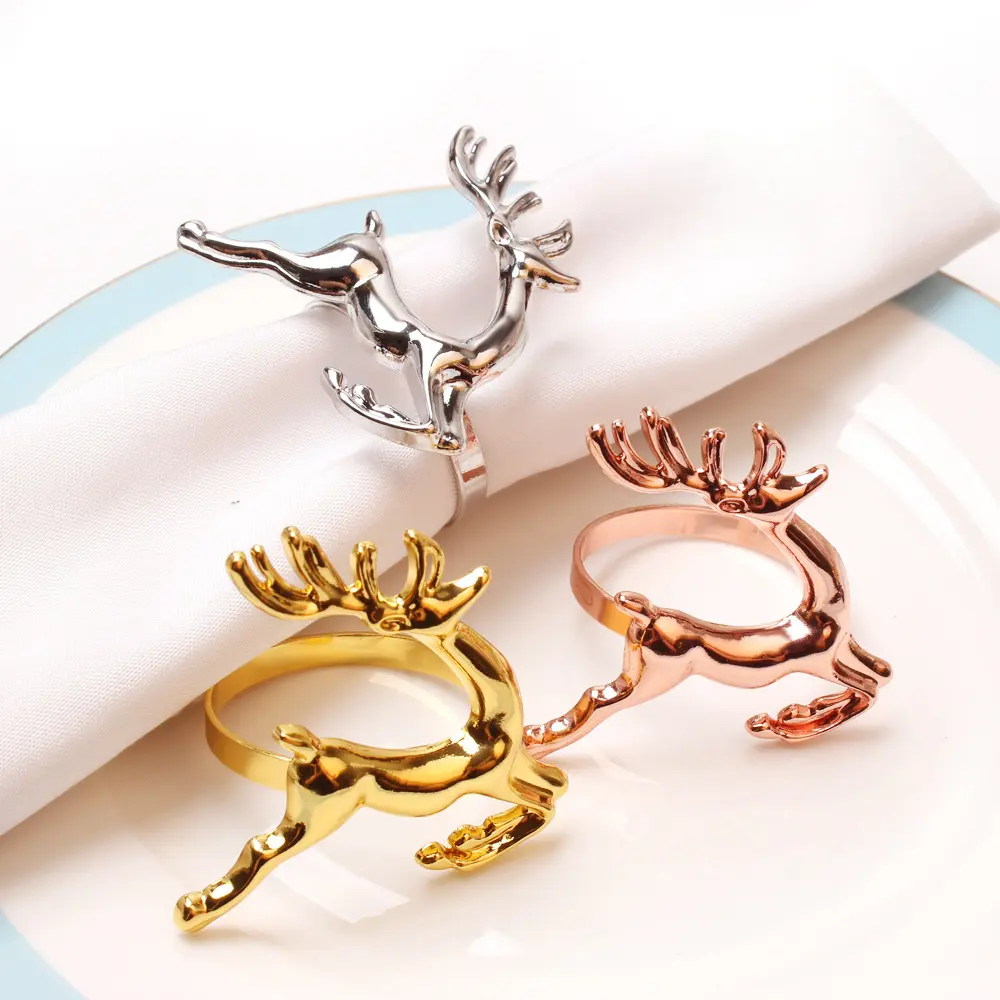 Stainless steel gold and silver high-end wedding banquet gold randier napkin ring for Christmas