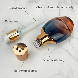 <span class=keywords><strong>Deluxe</strong></span> 30 50g 30 50 100 150ml Bouteilles cosmétiques en verre vides rondes bleu orange crème de soin de la peau emballée avec emballage de pompes - Product Image 3