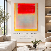 Peinture abstraite de champ de couleurs spectrale : rouge, magenta, jaune, bleu pâle, rose, gouttes, couches translucides, peintes à la main