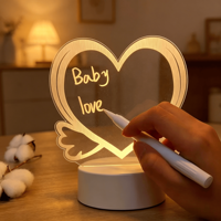 Veilleuse Créative de Chevet, Lampe de Bureau LED avec Tableau à Notes, Lampe de Nuit 3D, Éclairage LED RGB Connecté pour Maison Intelligente