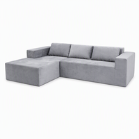 Canapé sectionnel profond avec chaise longue, revêtement en chenille, accoudoirs bas, canapé modulaire 2 pièces pour petit appartement