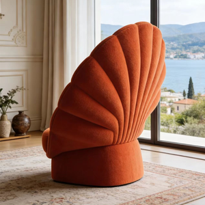 Fauteuil Coquille Moderne de Luxe en Velours, Mobilier de Salon Nordique, Canapé <span class=keywords><strong>d</strong></span>'<span class=keywords><strong>Appoint</strong></span> Festonné, Chaise Longue Occasionnelle Monoplace - Product Image 4