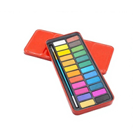 Ensemble de peinture à l'aquarelle solide portable pour étudiants, 24 couleurs, avec pinceau, peintures à l'eau sur papier pour fournitures artistiques