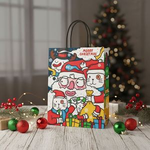 Customized Christmas Boutique Paper <b>Bag</b> with Twisted Handle for Eco-friendly Kraft Paper <b>Bags</b> Used As Christmas Holiday Gifts - Product Image 2