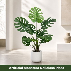 Pianta Artificiale HGA Monstera Finta, 120 cm, Albero Tropicale Realistico con 9 Foglie per Decorazione Soggiorno, Hotel, Ufficio - Product Image 2