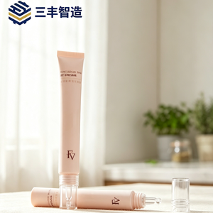 Tubo de PE Delgado Color Rosa Nude con Impresión de Logotipo Minimalista, Tubo Suave con Tapón Aplicador de Gotero Transparente para Crema Facial o Prebase - Product Image 2