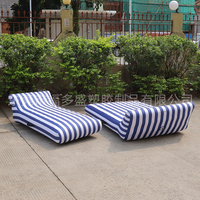 Chaise longue gonflable en forme de L personnalisée, housse en tissu Oxford 600D, chaise flottante de plage et de piscine classique à rayures en PVC pour adultes