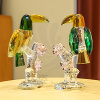 Décorations d'intérieur écologiques de luxe, figurines d'oiseaux en cristal gravées au laser, tucans polis, artisanat animalier, cadeaux décoratifs