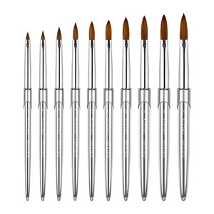 Kolinsky Acrylic Nail Brush <b>Silver</b> Metal Handle Crimped Ferrule Manicure Brush with Storage Box - Product Image 1