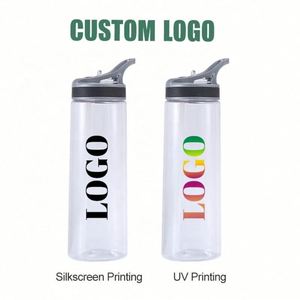 Bouteilles d'eau en plastique transparentes de 750 ml avec logo personnalisé, couvercle anti-fuite à paille rabattable, résistantes aux chocs, pour le sport et l'extérieur – Vente en gros - Product Image 2
