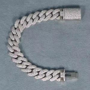 Luxury Moissanite Cuban Link Bracelet 925 Sterling Silver Plated Round Cut Iced Out Style Trendy Gift Jewelry <b>for</b> <b>Men</b> - Product Image 2