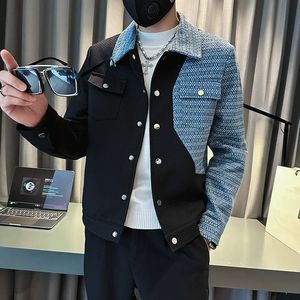 Chaqueta Bomber de Invierno para Hombre, Cierre de un Solo Botón, 100% Poliéster, Estampado de Corazón, Cuello Camisero, Estilo Casual Urbano - Product Image 3