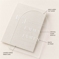 Carte d'invitation de mariage minimaliste en acrylique transparent avec impression blanche personnalisée