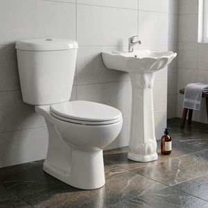 ชุดสุขภัณฑ์เซรามิก2ชิ้นสุขภัณฑ์ห้องน้ำอ่างน้ำเซรามิกแบบดั้งเดิมติดพื้นห้องน้ำ2ชิ้น - Product Image 6