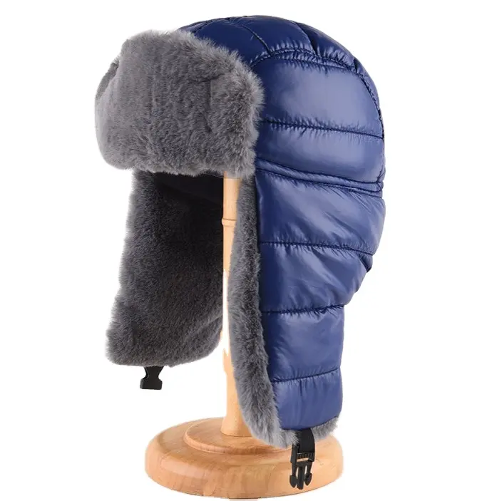 Gorro acolchado de piloto aviador con forro de piel sintética para invierno, orejeras para ciclismo, soldado de esquí, gorra rusa acolchada para hombres y mujeres