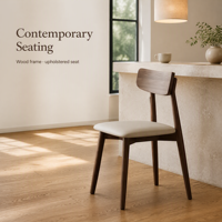 Chaise de salle à manger contemporaine en bois rembourrée, mobilier moderne pour restaurant, café, comptoir, usage commercial