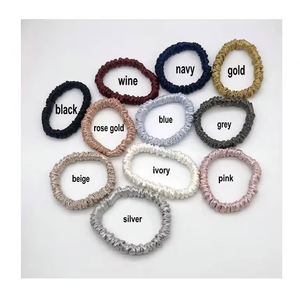 100% Mulberry Silk Scrunchies 1cm 19 Momme Mini Small Satin Hair Ties In-Stock Elastic Skinny Hairbands for Adults and Teens - Product Image 3