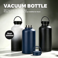 Bouteille d'eau isotherme portable en acier inoxydable 2L (2000ml, 64oz) pour le sport et le fitness