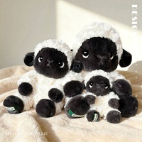 Peluche d'agneau d'oreille de mouton super douce authentique de 25 cm, jouet en peluche mignon avec visage noir, coussin en coton PP, anti-stress, vente en gros