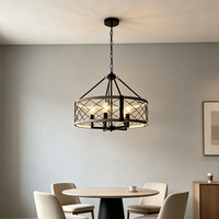 Suspension Cage en Fer Noir Mat avec Culot E26/E27 pour Salle à Manger et Éclairage Domestique