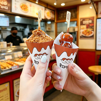 Boîte en papier personnalisée avec logo, biodégradable, écologique, pour desserts à emporter, glaces, gaufres bulles, cornets à crêpes