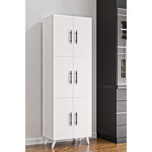 Armoire de rangement moderne à 6 portes blanche pour cuisine, multi-usages, 6 étagères, rangement pour salle de bain - Product Image 3