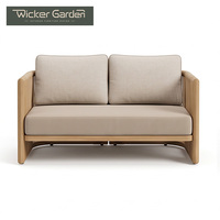Ensemble de canapés d'extérieur haut de gamme en corde tressée avec table basse, structure en aluminium et coussins imperméables |   Meubles de salon pour patio, jardin et villa