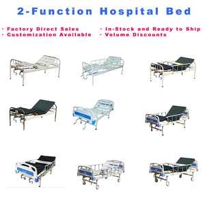 Venta al por mayor de fábrica: Cama de hospital de 2 funciones, metálica, ajustable manualmente con 2 manivelas, para enfermerí<span class=keywords><strong>a</strong></span> y uso médico. - Product Image 2