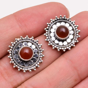 เครื่องประดับต่างหูอัญมณีสีเงินสเตอริ่ง925ต่างหูอัญมณีคาร์เนเลี่ยนเครื่องประดับเงินสเตอร์ลิงเครื่องประดับแบบสั่งทำ - Product Image 2