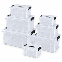 Boîtes de rangement en PP transparentes empilables pour placard, chambre à coucher, vêtements, 16L, 27L, 43L, 65L, 100L, 135L, 180L