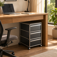 Meuble de rangement mobile à 3 tiroirs en métal, chariot de rangement, table d'appoint pour canapé, table basse pour salon, chambre, bureau à domicile