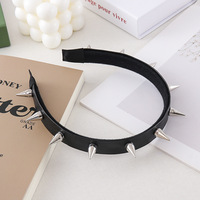 Serre-tête en plastique noir clouté style punk gothique, fait main, accessoire de mode tendance pour fêtes, vente en gros, costumes audacieux