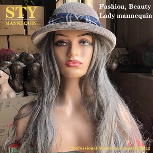Maniquí busto para sombreros negro mujeres maniquí Peluca de pelo humano al por mayor cabeza de maniquí - Product Image 4